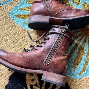 Freebird Manchester Leather Combat Boots - Size 8 - Cognac